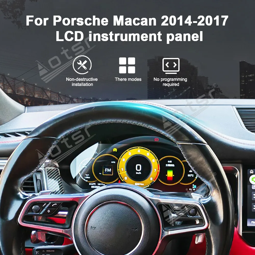 12.3 Inch Touchscreen For Porsche Macan 2014-2017 LCD instrument LHD RHD Android Wireless CarPlay GPS Navigation Reverse Camera