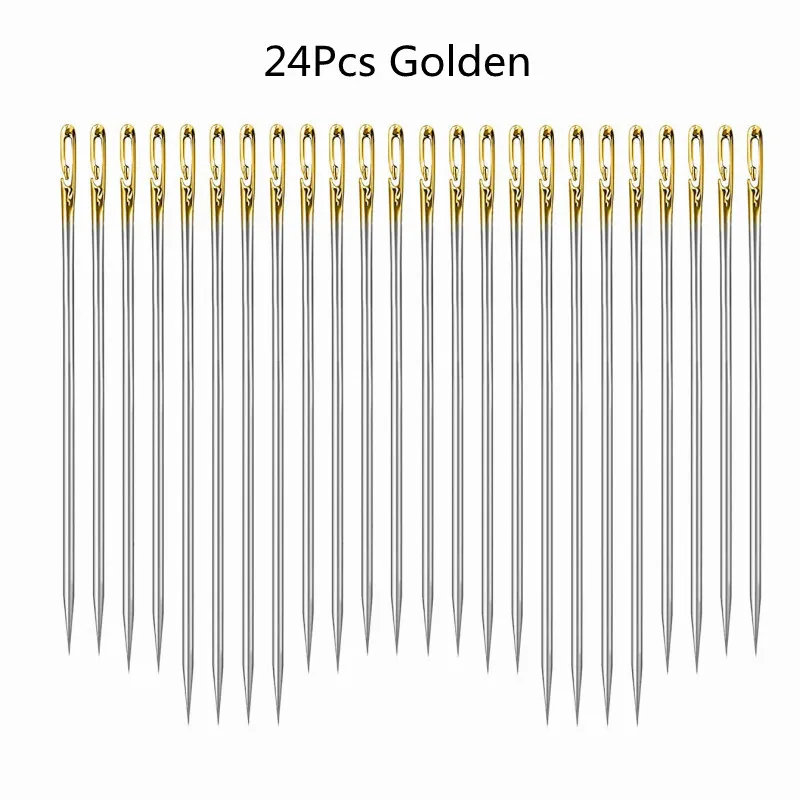 24Pcs Elderly Needle-side Hole Blind Needle Hand Household Sewing Stainless Sewing Needles For DIY,Sewing and Mending,Embroidery