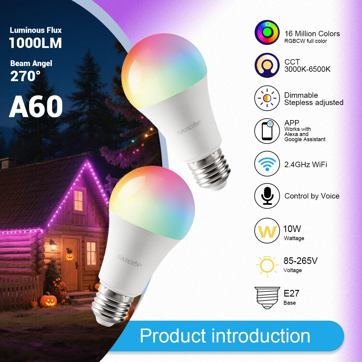 1-10PCS E27 Tuya Bulb Bluetooth WIFI Dimmable Light 10W LED lamp 2700-6500k RGB Smart Life APP Voice with Alexa Google Home