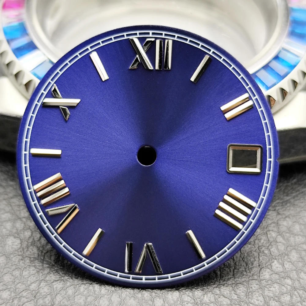 28.5mm Dial Green Luminous NH35 Dial Fit for NH35 NH36 Movement Watch Accessories Replaceable Watch Parts NH35 Silver Hands Dial image 6