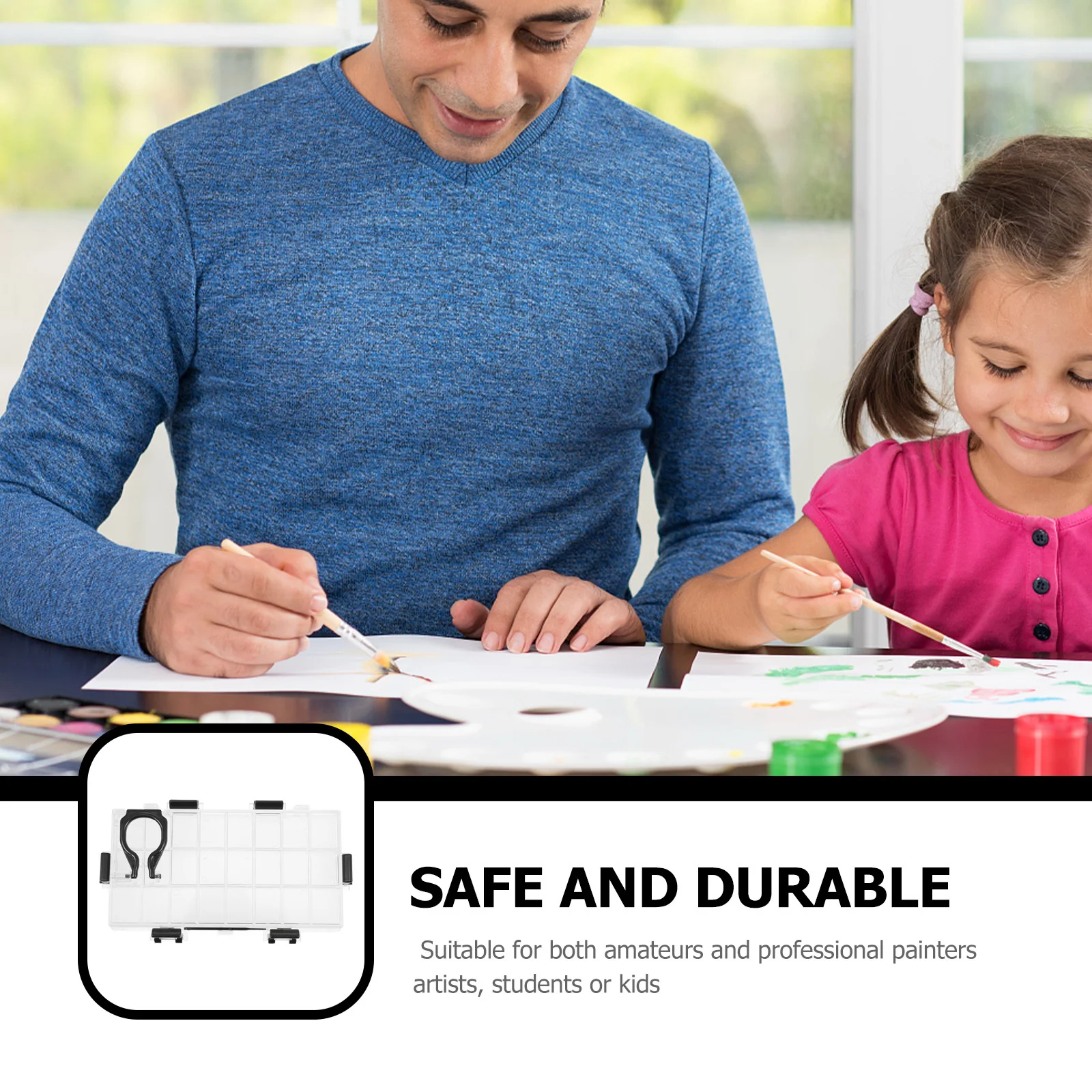 

24-Grid Watercolor Pigment Box Multi-Functional Color Mixing Tray Art Paint Box Portable Study Artist Accessory