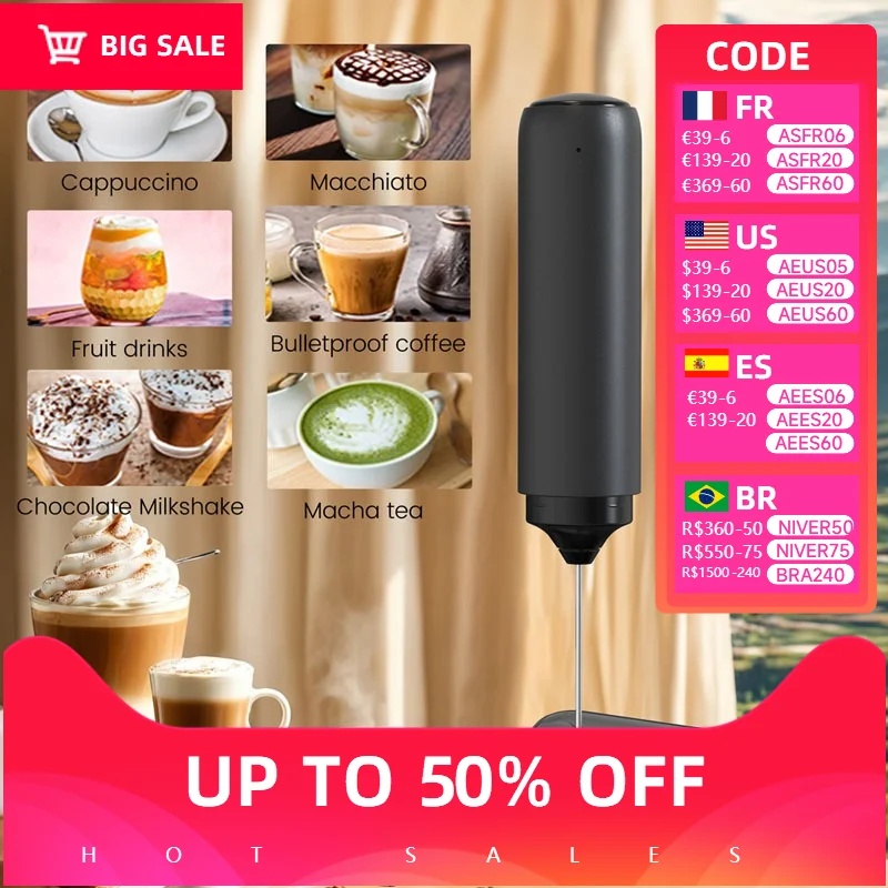 

Rechargeable milk egg beater foam handheld, electric coffee foam, portable hand foam smoothie, latte, matcha, hot chocolate