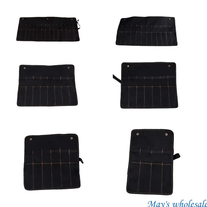 Carrying Case Canvas Pocket Tool Roll Holder Wrench Pocket For Cutter Hammer Gouges Carpenter 448A