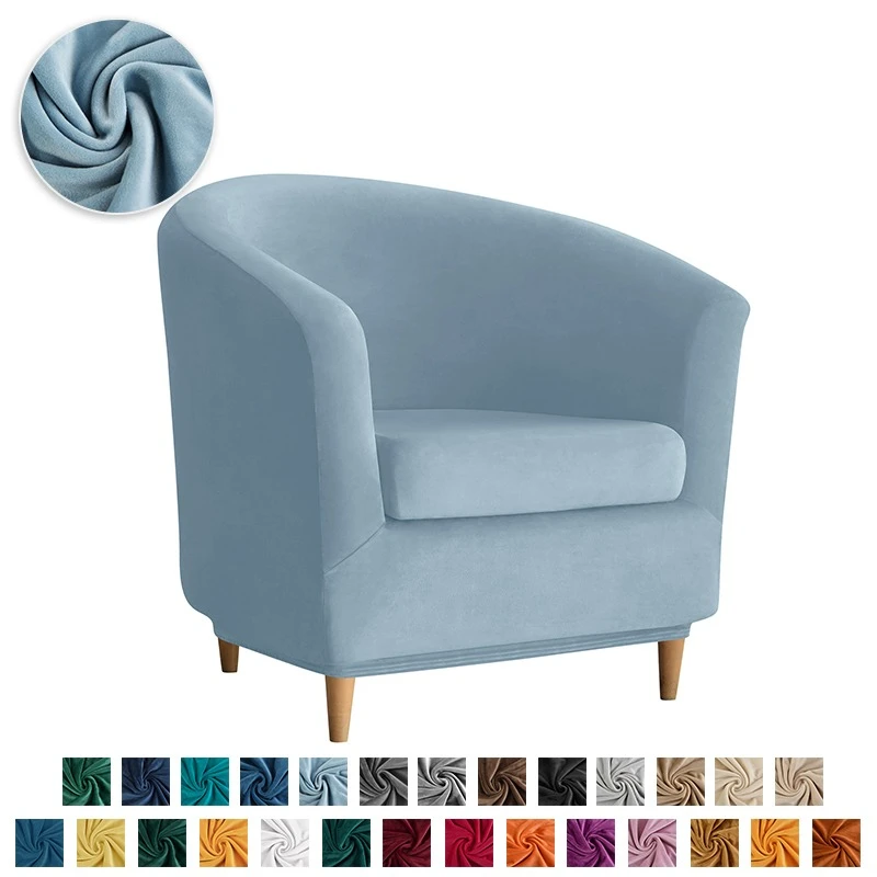 1Set Velvet Tub Sofa Covers Small Round Sofa Slipcovers for Living Room Elastic Couch Cover with Seat Cushion Case Hotel Bar New
