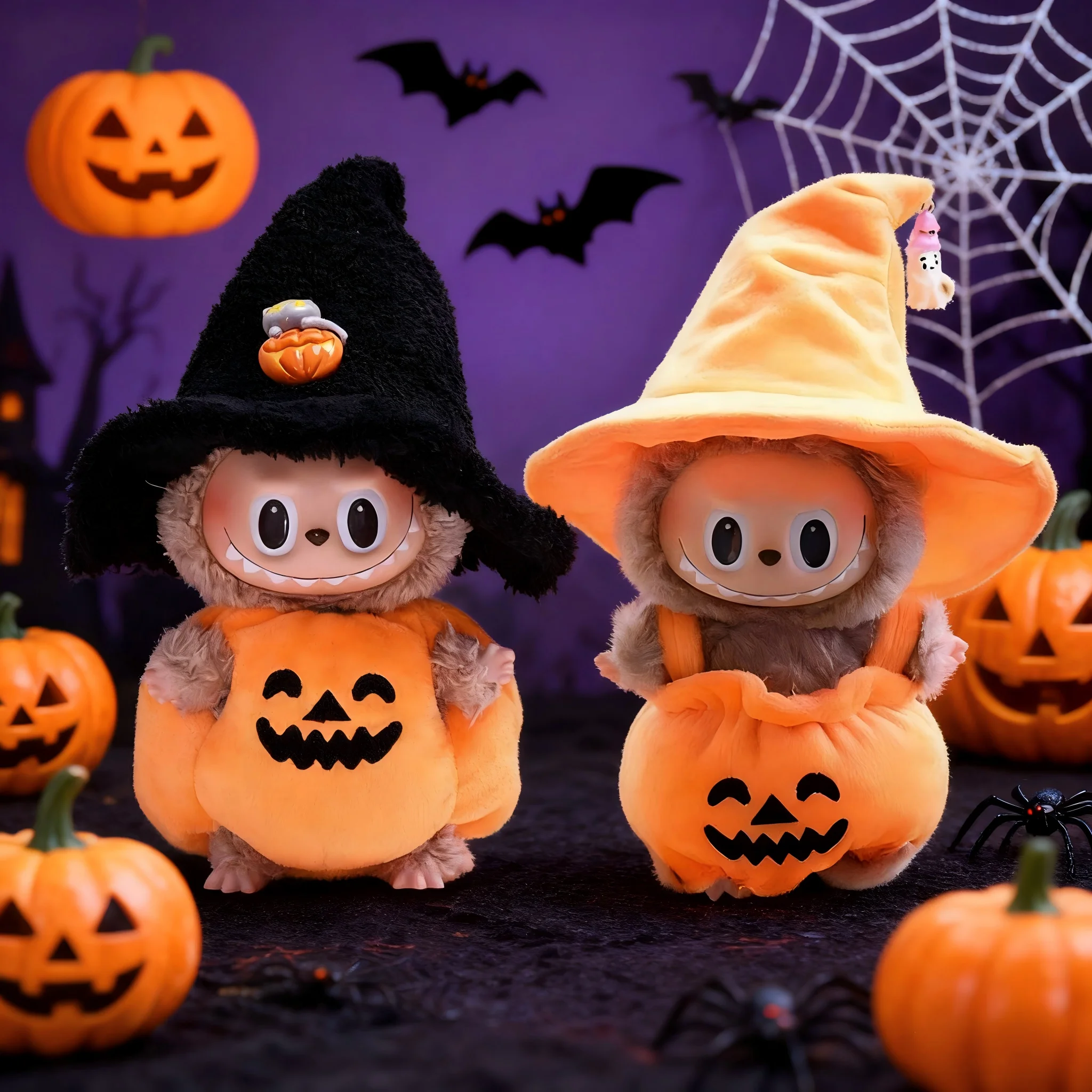 

[Doll clothes only] 17cm first and second generation Labub Halloween pumpkin clothes hat Doll clothes vinyl plush doll costumes