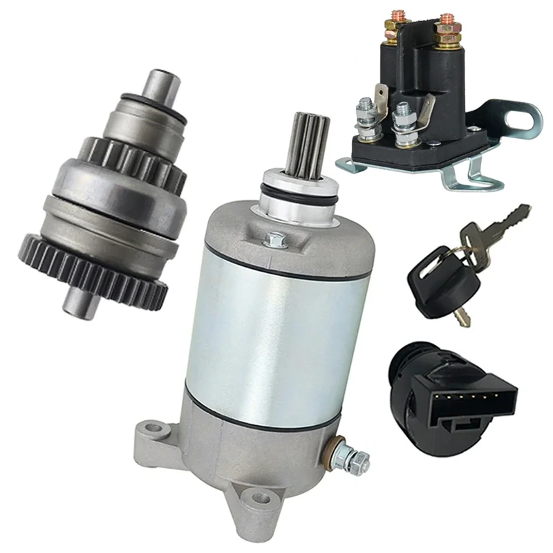 

NEW-For Polaris Sportsman 500 ATV Starter Bendix& Relay Key Switch Kit 3084981 3090188 4011251 For UTV Ranger 500 2004- 2006
