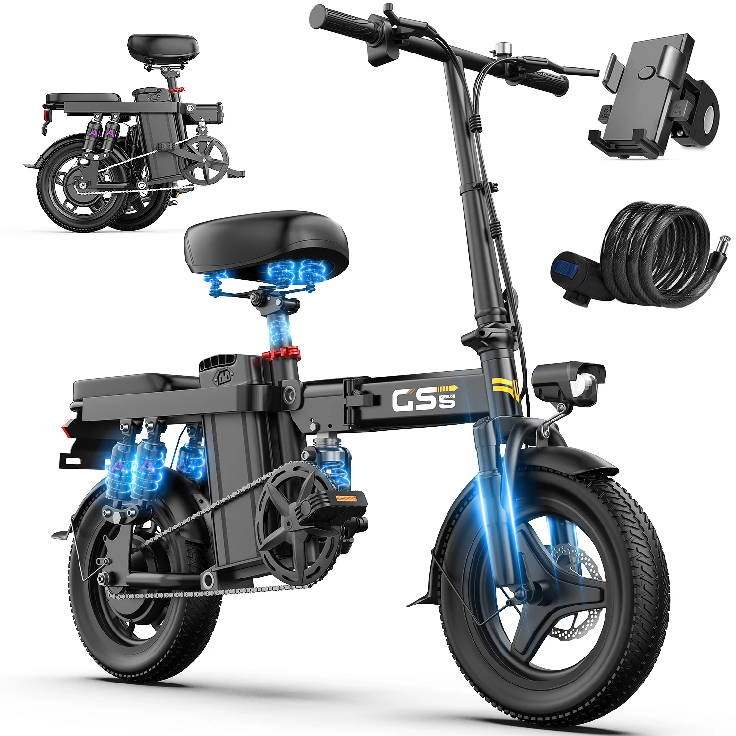 

750W Adult Electric Bike, 9-Layer Shock-absorbing Electric Bike, 48V15Ah Battery, Load Bearing 500lbs,for Large Body Weight