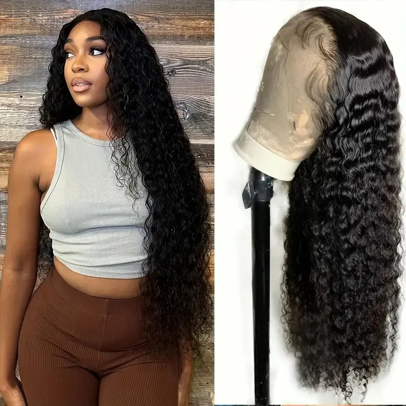 Rosabeauty HD 13X6 Transparent Deep Curly Lace Frontal Wigs 30 40 Inch 13X4 Front Human Hair Wig Small Knots