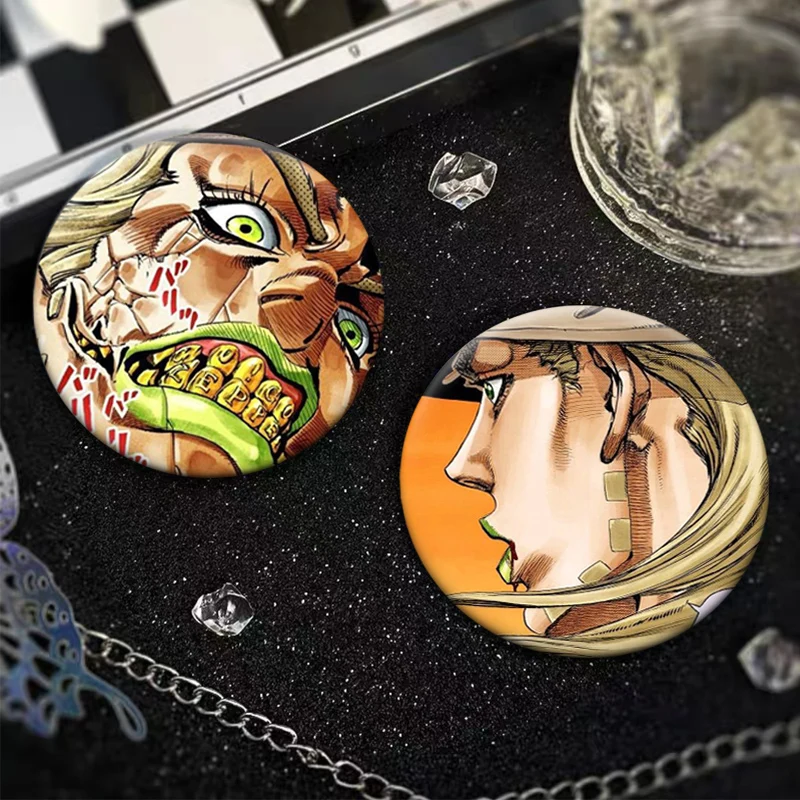 32/44/50/58 مللي متر الكرتون نمط شارة أنيمي جوجو مغامرة غريبة دبابيس لحقيبة الظهر ملحق اليدوية دبابيس المينا المستديرة