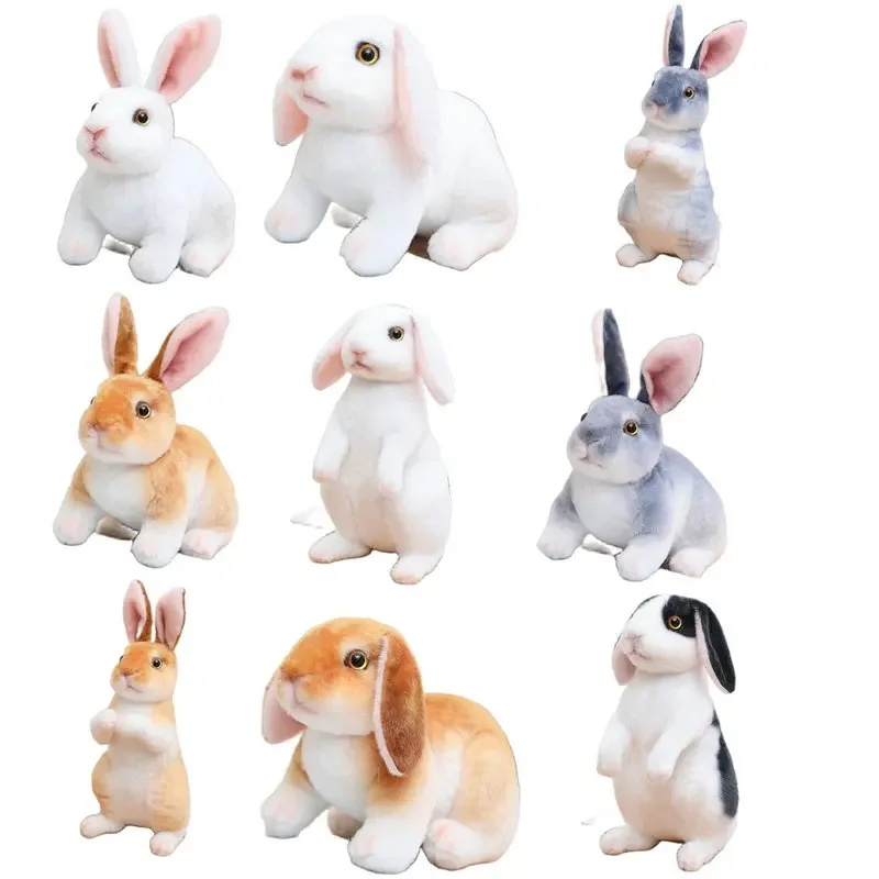 20cm Simulation Cute Rabbit Plush Fur Realistic Kawaii Animal Easter Bunny Rabbit Toy Model Gift Home Decoration