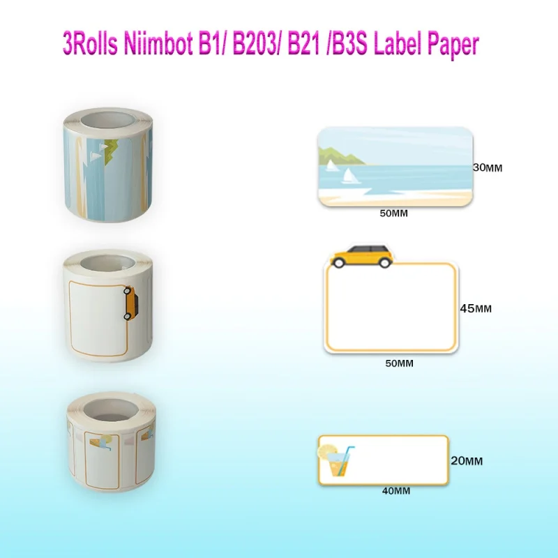 Multi-type and Patterns Label Printer Rolls Paper Stickers BT Waterproof Thermal Labeling Printing Machine Oil Tear Anti Scratch