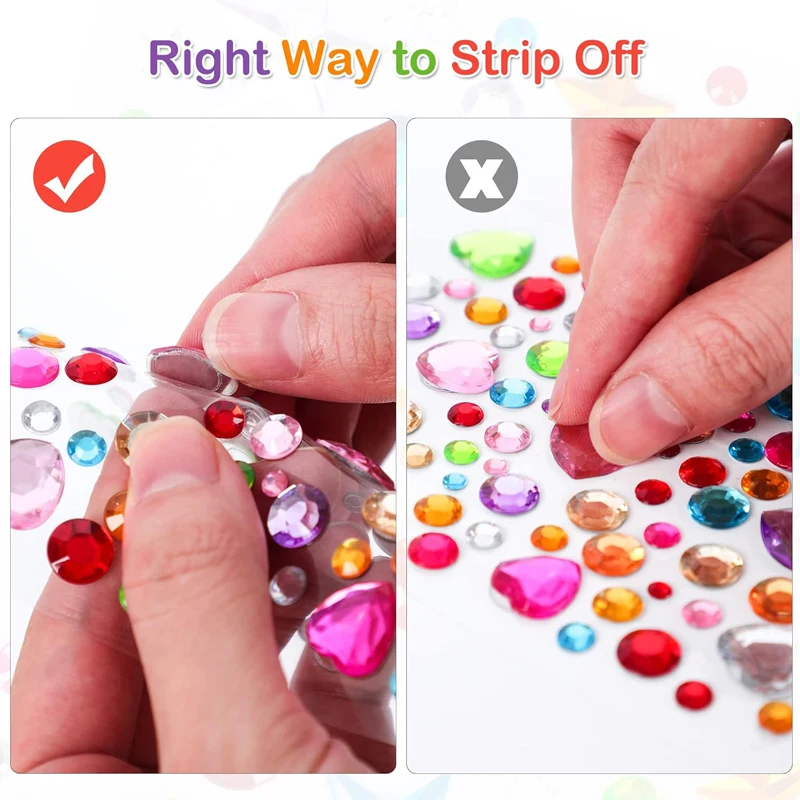 880 Stück Edelstein-Perlen-Aufkleber Strasssteine für Bastelarbeiten Selbstklebende Juwelen Acryl DIY Dekorative Diamant-Aufkleber für Mädchen und Kinder – Detail 3