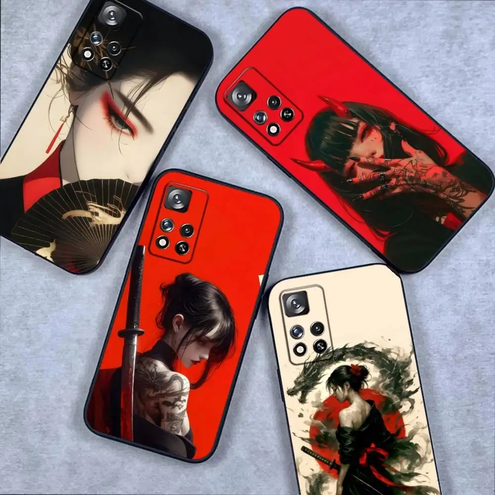 

Samurai Geisha Mask Phone Case For Samsung S21,FE,S21,Note 20,S26,S25,S24,S23,Ultra,S9,S22,Plus Soft Black
