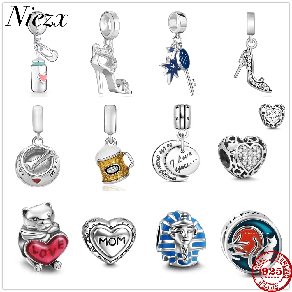 

Niezx 2023 New Love Mom We Belong Together Heart Charm Beads fit Original Pandora Charms Silver 925 Bracelet DIY Women Jewelry