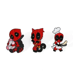 Broche Deadpool con personalidad creativa de dibujos animados, accesorios de insignia de metal con forma de personajes de películas europeas y americanas, 3 uds.