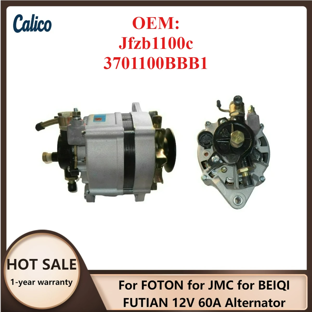 

Exclusive Production Suitable for FOTON for JMC for BEIQI FUTIAN 12V 60A Alternator Jfzb1100c 3701100BBB1
