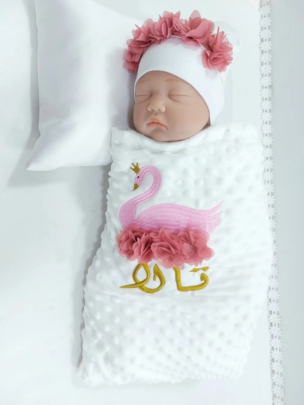 

Personalized Your Name Custom Infant Blanket Fashion Embroidery Baby Name Nursery Baby Swaddle Princess Shower Gift