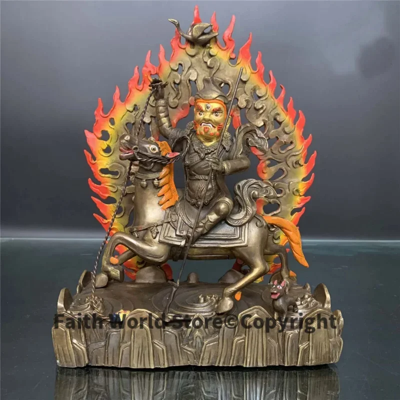 Rare GOOD Nepal Tibet Temple brass Zimar Dharma protector Praise God Buddha statue Buddhist hall Worship protection 25cm