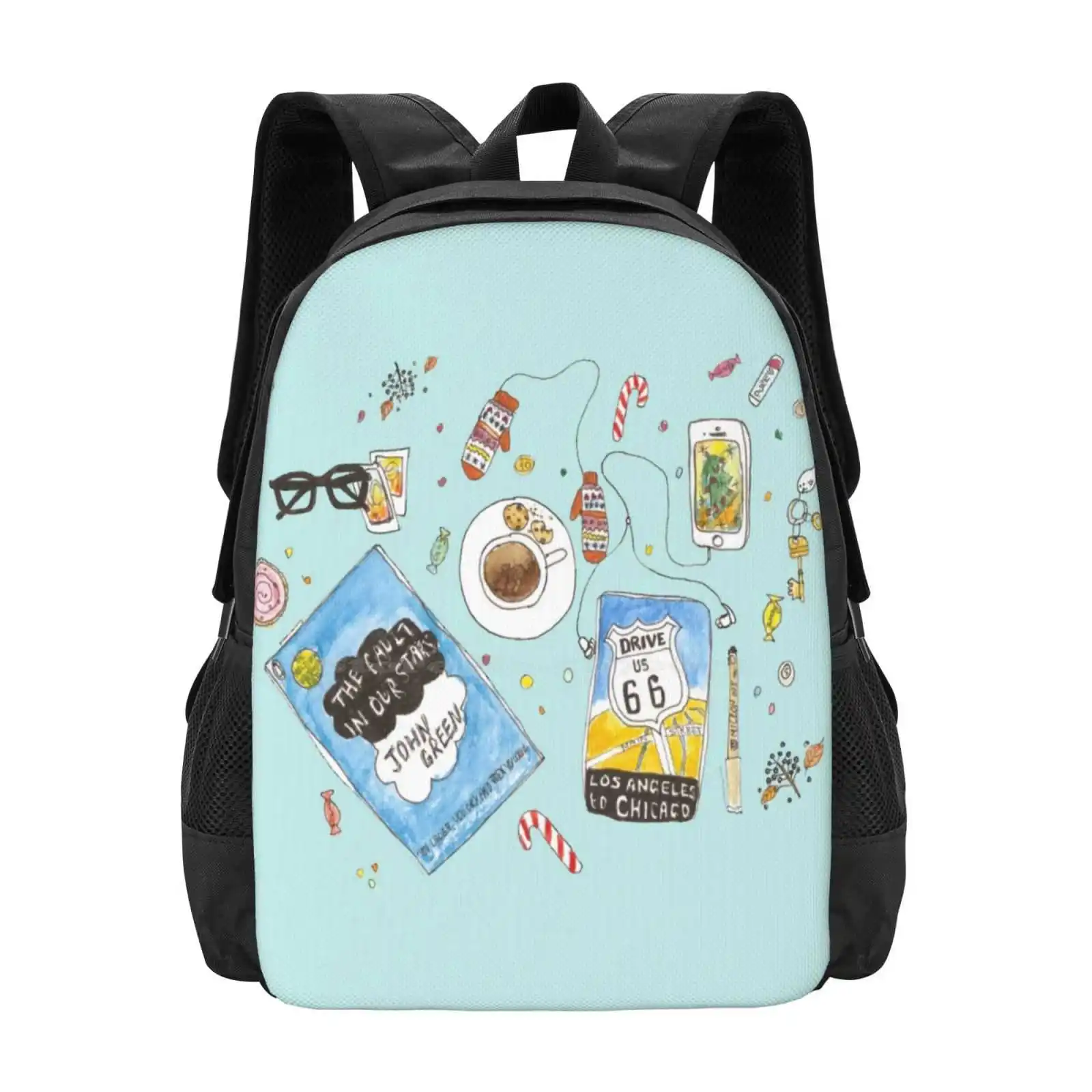 Messy Desk New Arrivals Unisex Bags Student Bag Backpack Johngreen Fault Our Stars Book Phone Instax Travel Glasses Desk Mess