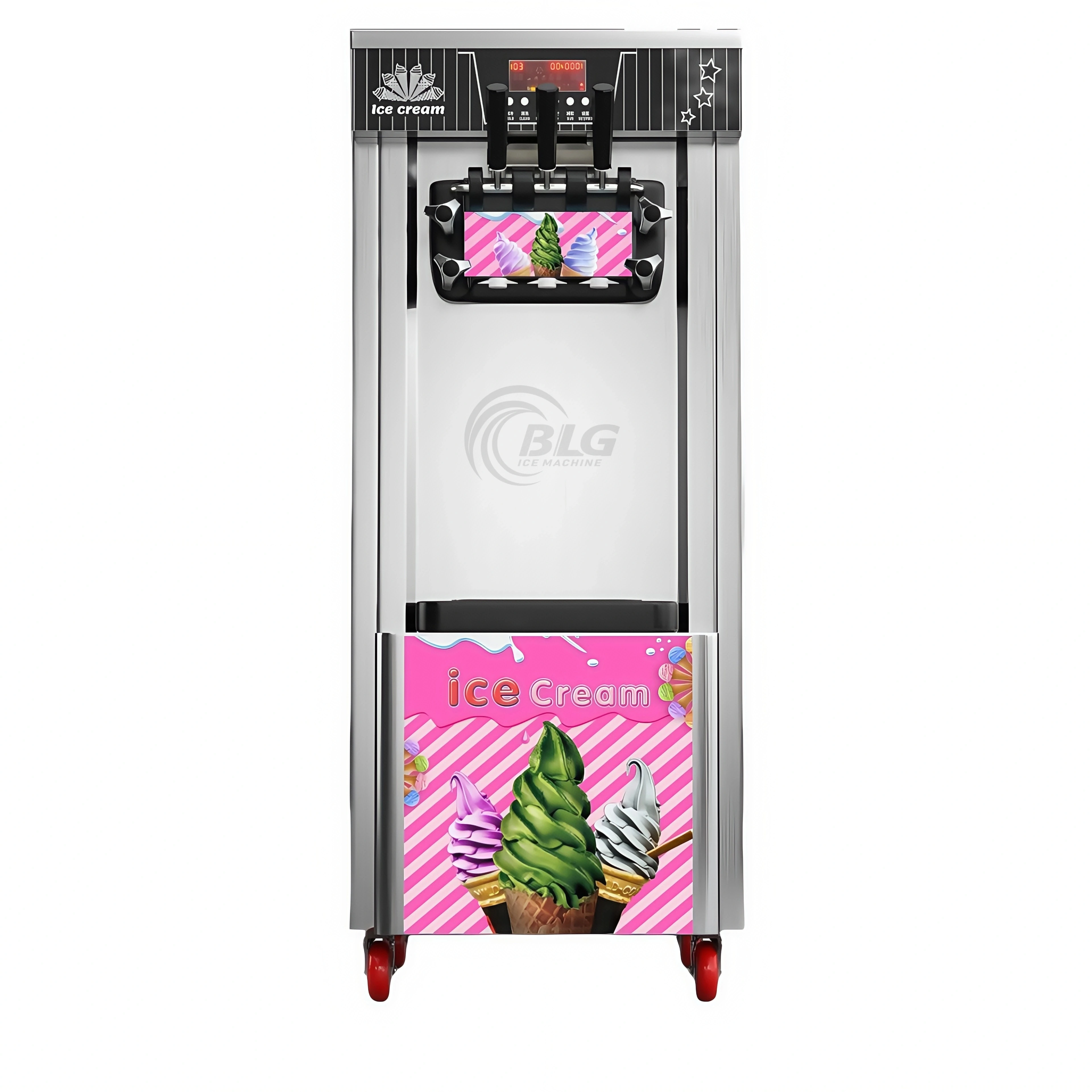 

BLG Commercial Soft Serve Ice Cream Making Machine Stainless Steel 3 Flavors Ice Cream Machine