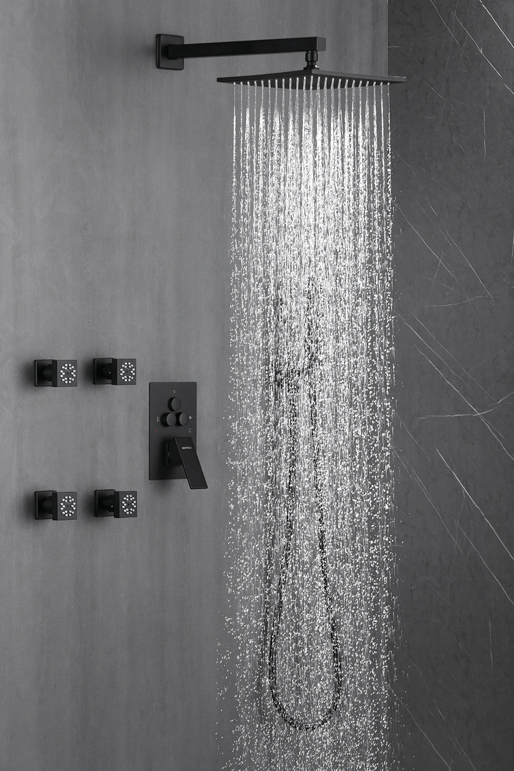 Large Rain Shower System Set Multi-function Bathroom LED Shower Head Brass Luxury Thermostatic Digital Display Shower Set