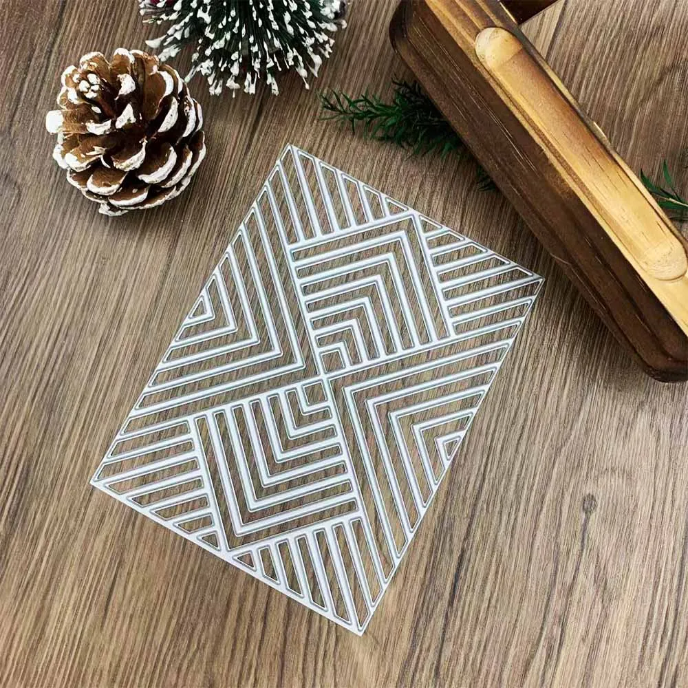 Geometrische Quadratische Chevron-Hohlbildschirm-Stanzformen aus Metall für DIY Einfache Geometrische Scrapbooking-Karten Prägung Bastel-Stanzformen