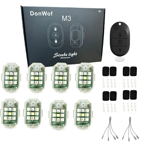 Imagen 1 del producto Luces estroboscópicas para coche y motocicleta, lámpara de advertencia anticolisión con Flash Led, Control remoto inalámbrico impermeable