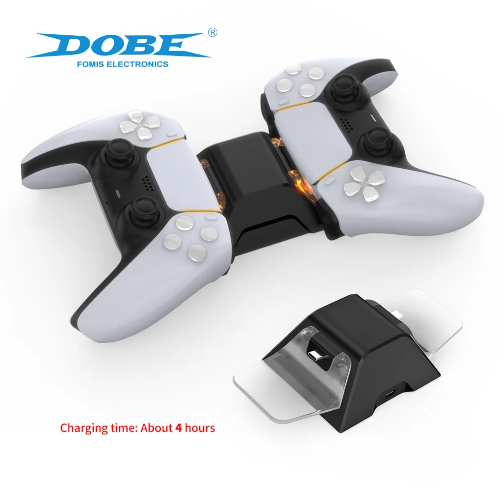 Dual Charging Dock for PS5 DualSense Back to Back Charging Stand with LED Indicator Orange Charging Blue Ready Fast Type-C