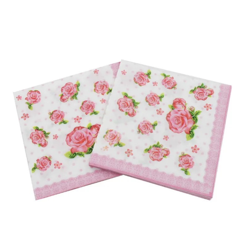 20pcs Disposable printed Flower Paper Napkins For Event & Party Decoration Tissue Decoupage Servilleta 33cm*33cm Wholesale