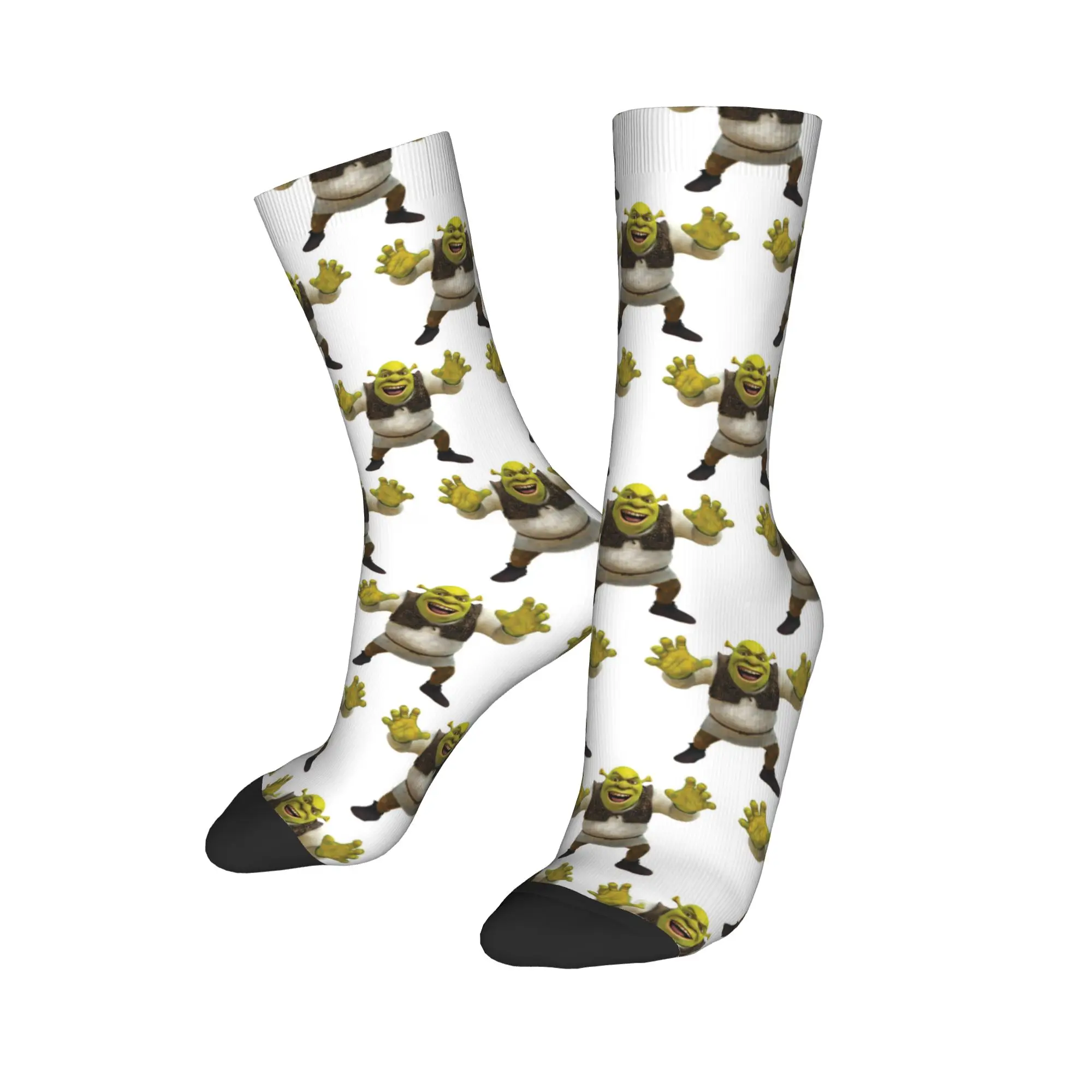 Crazy Design Cartoon Monster Shreks Sports Socks  Polyester Middle Tube Socks for Unisex Non-slip