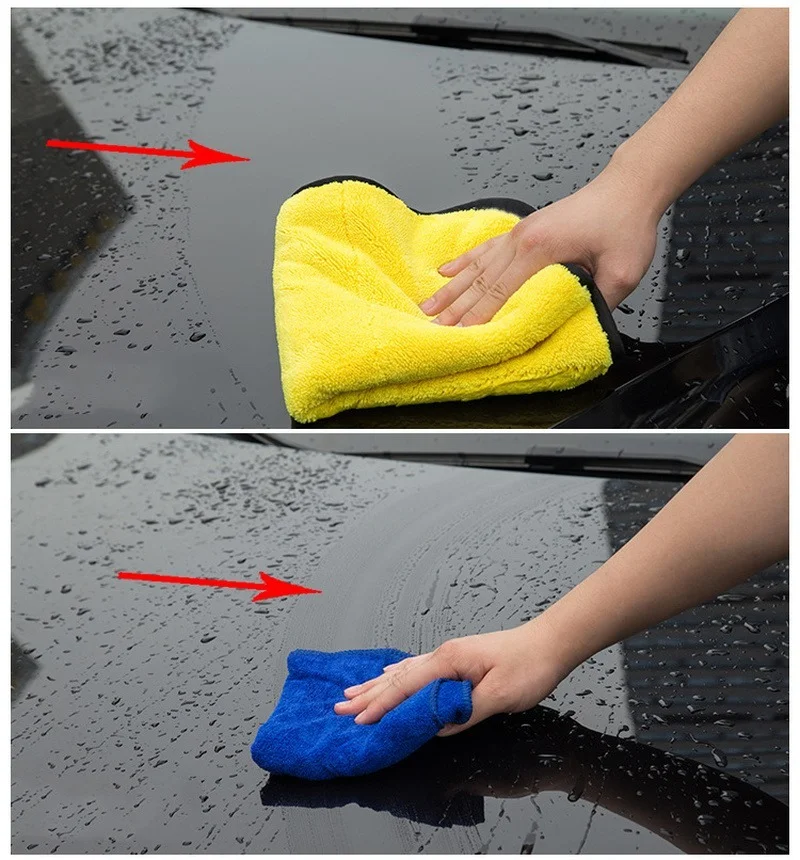 Microfiber Car Wash Towel Thicken Soft Drying Cloth Cleaning Rags Car Body Washing Towels Double Layer Clean Rags 30/40/60cm