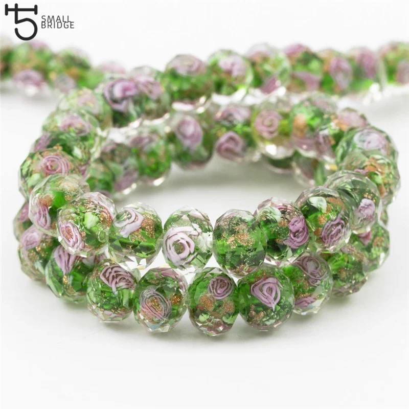 12mm Murano Facted Lampwork crystal Beads for Jewelry Making  Diy Accessories For woman Flower oblate glass Beads L009