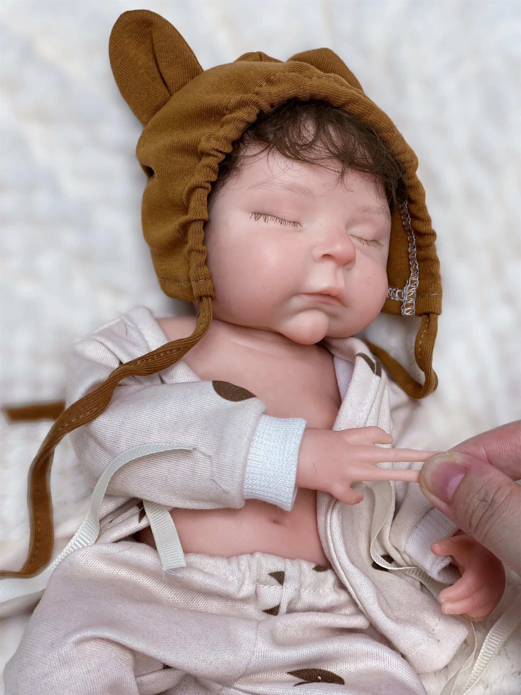 Attyi 13Inch Sleeping  Peaches Solid Silicone Girl Doll With 3D Painted Skin Waterproof Lifelike Realistic Baby Reborn Doll