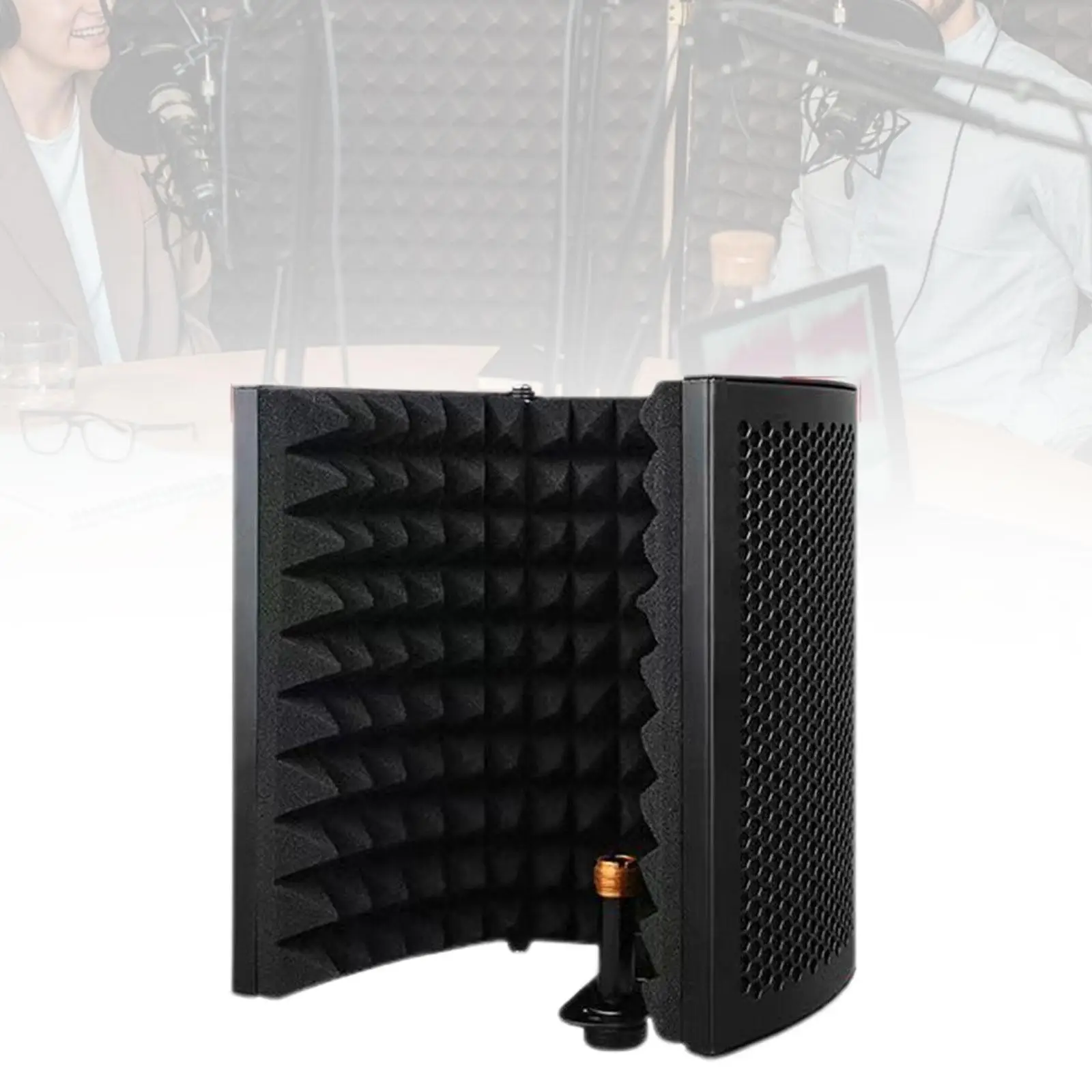 

Mini Microphone Isolation 3 Panel Compact Size for Live Broadcast Sound Absorbing Foam Mic Portable Foldable