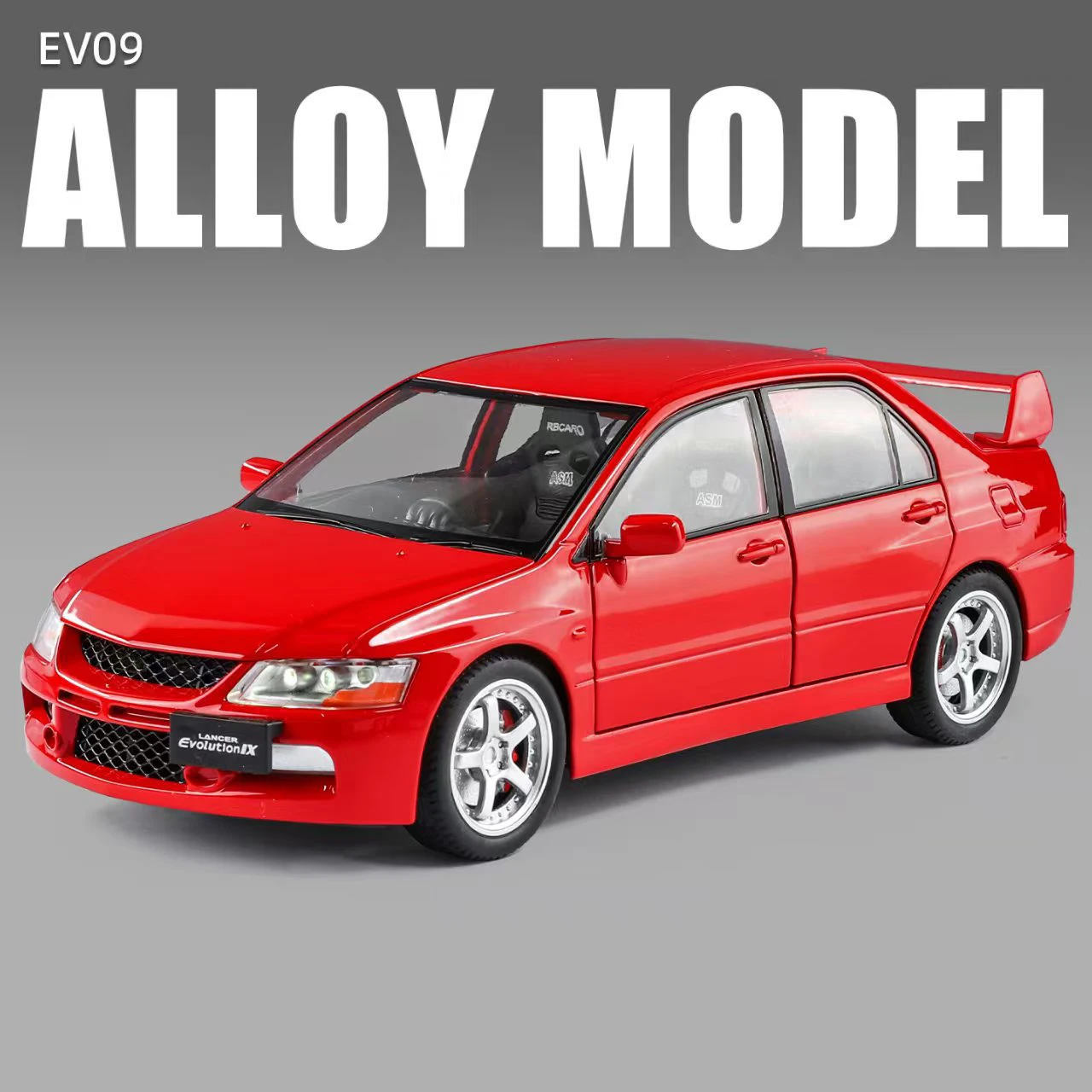 NUOVO 1:24 Lancer Evolution IX EVO9 Modello di auto in lega Suono e luce Tirare indietro Giocattolo per bambini Da collezione Regalo di compleanno