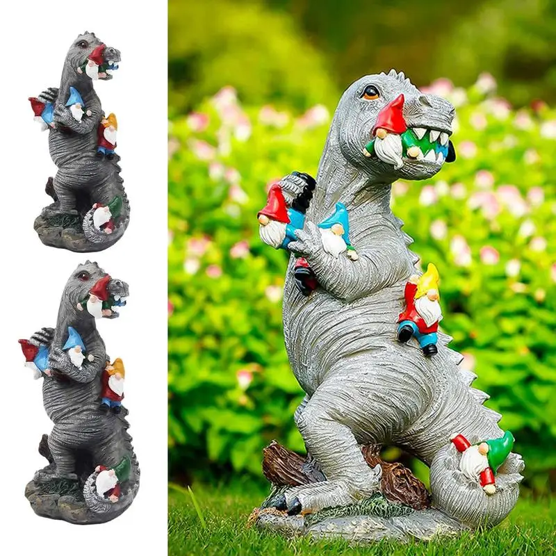 

Dinosaur Garden Statues Anti Fade Cute Realistic Gnome Dinosaur Statue Halloween Statues Decor Garden Ornaments Handicraft