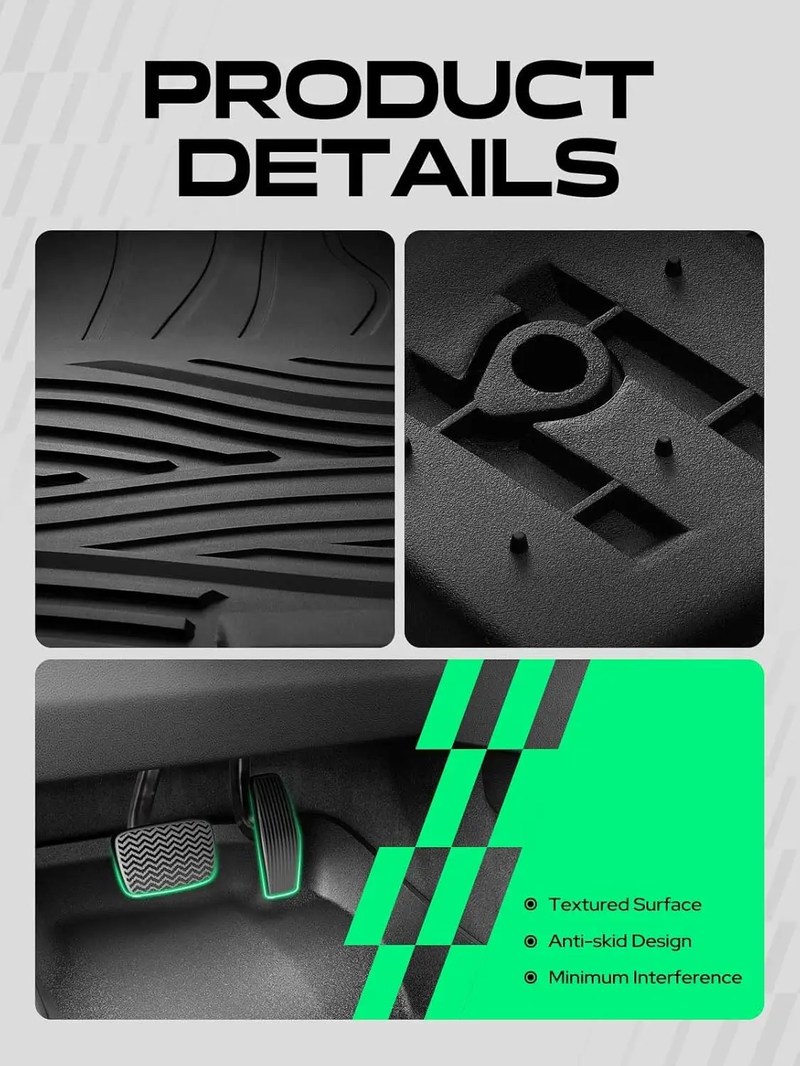 3PCS High Quality Automotive Floor Mats For Dodge Ram 1500 2500 3500 2009-2018 Quad Cab  Dodge Ram 1500 2019-2024 Classic Quad Cab All Weather Waterproof Heavy Duty TPE Car Mats Flexible Floor Liners - view 7
