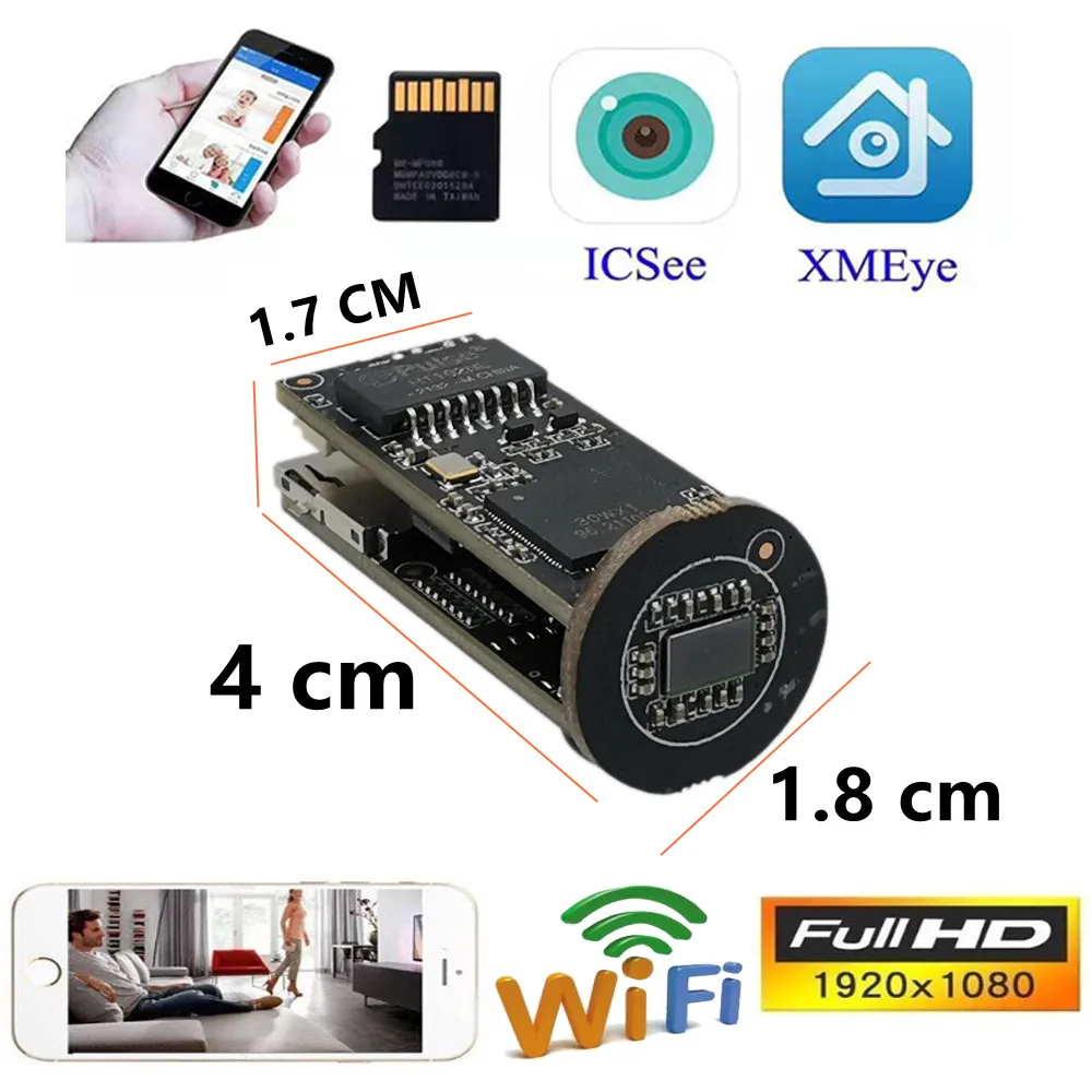 Embedded Module for Underwater Super Mini IP Camera Module Board 1080P Security H.265 Network IPC WIFI Audio TF Card Slot Xmeye