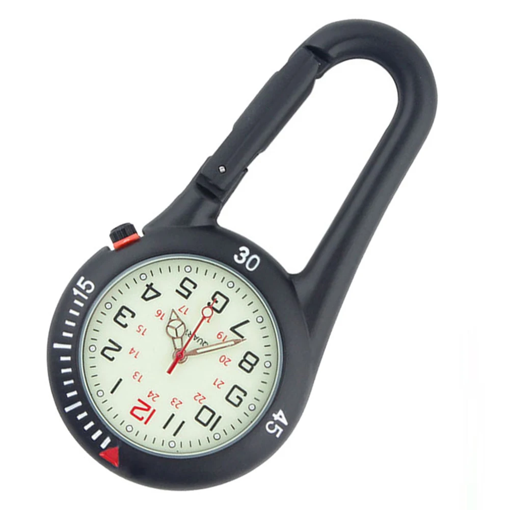 Glow in The Dark Unisex Pocket Watch Clip on Multi-Function Digital Carabiner Watch Carabiner Watches For Hiking Mountaineering