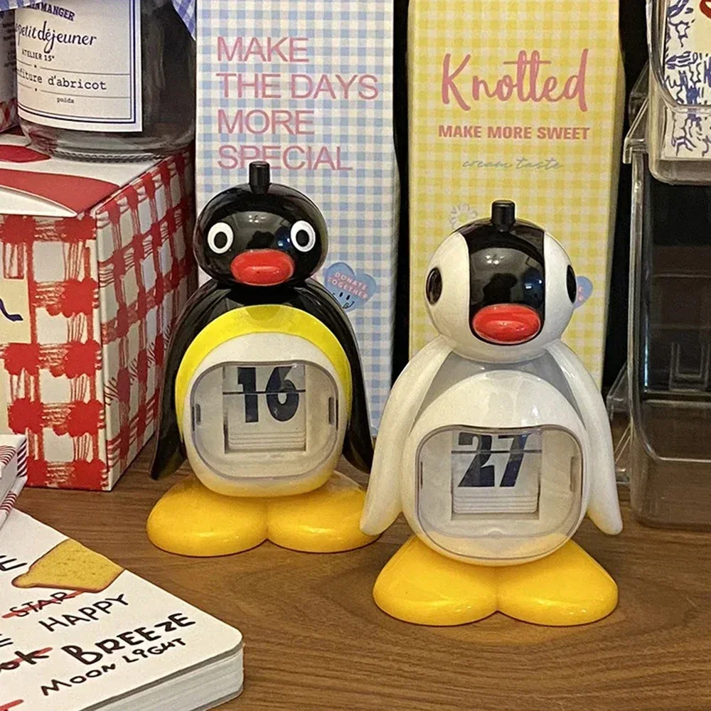 Calendar Desktop Decoration Creative Penguin Pressing Perpetual Calendar Cute Penguin Doll Decoration Birthday Gift for Friends