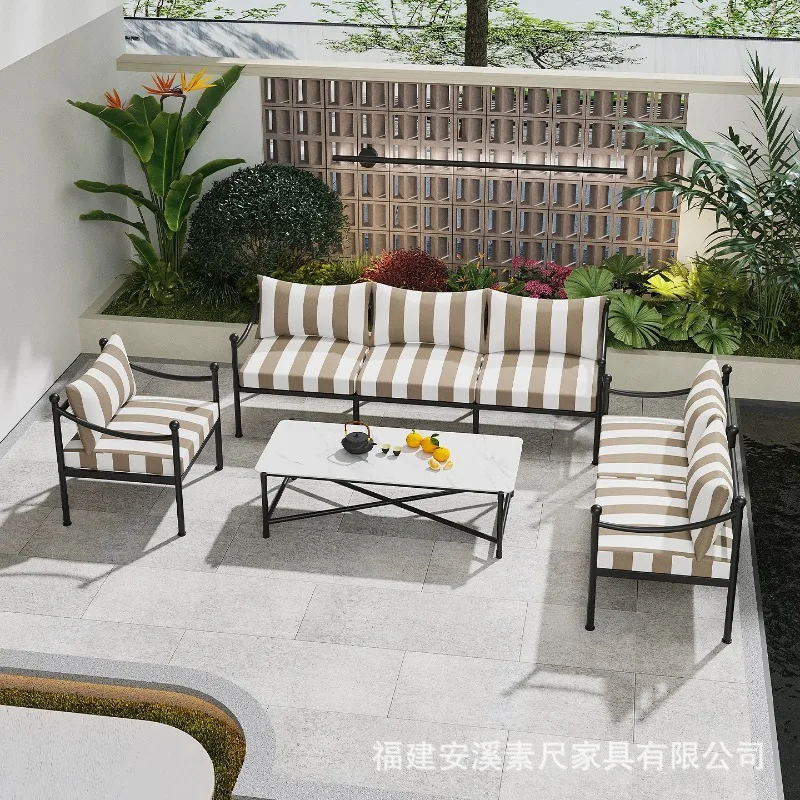 

YFY Outdoor Wrought Iron Sofa Set Hotel Open-Air Single Courtyard Garden Waterproof Leisure Outdoor Wrought Iron Sofa Combo
