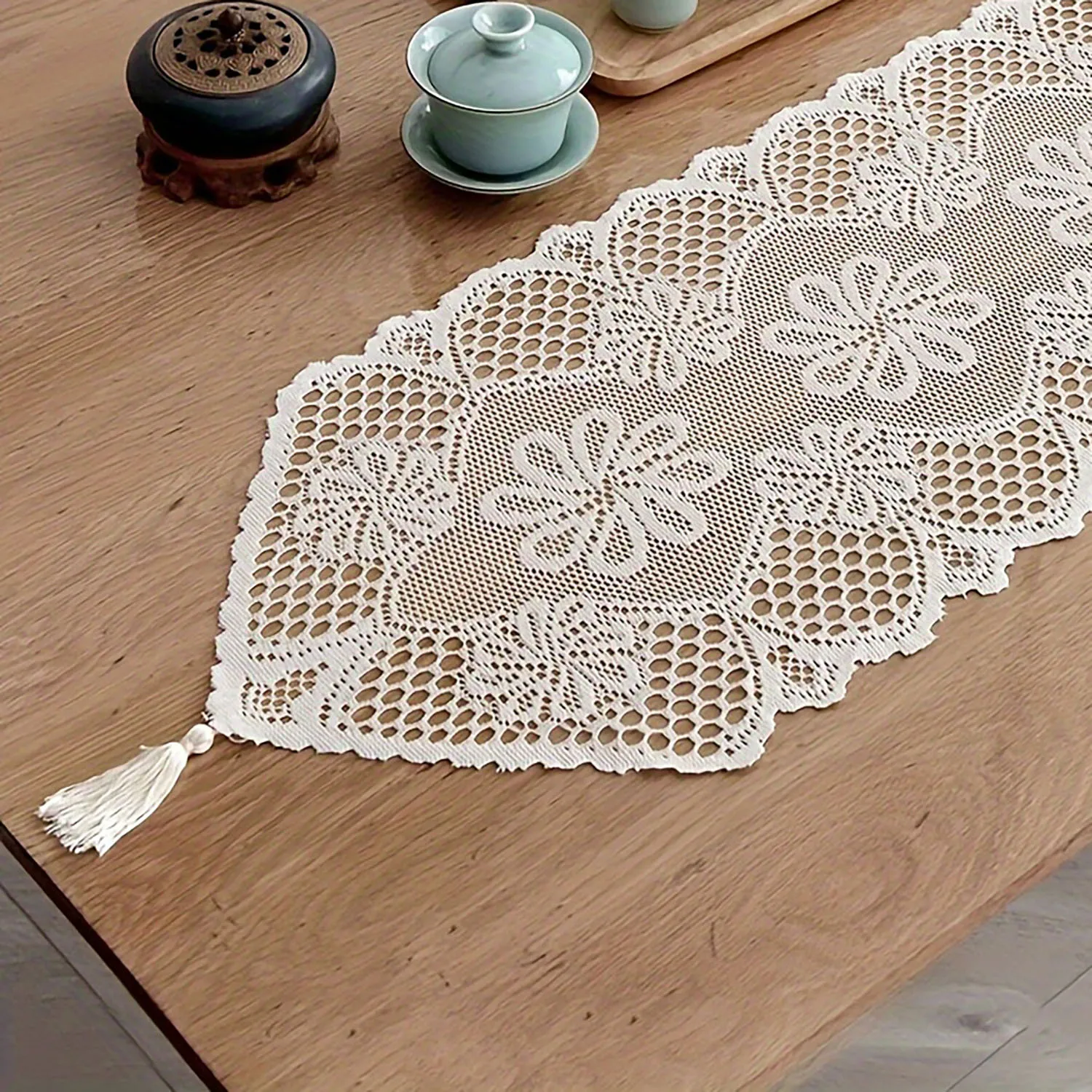 1pc-European style hollow lace lace design with white tablecloth, tablecloth, table flag, and dining mat