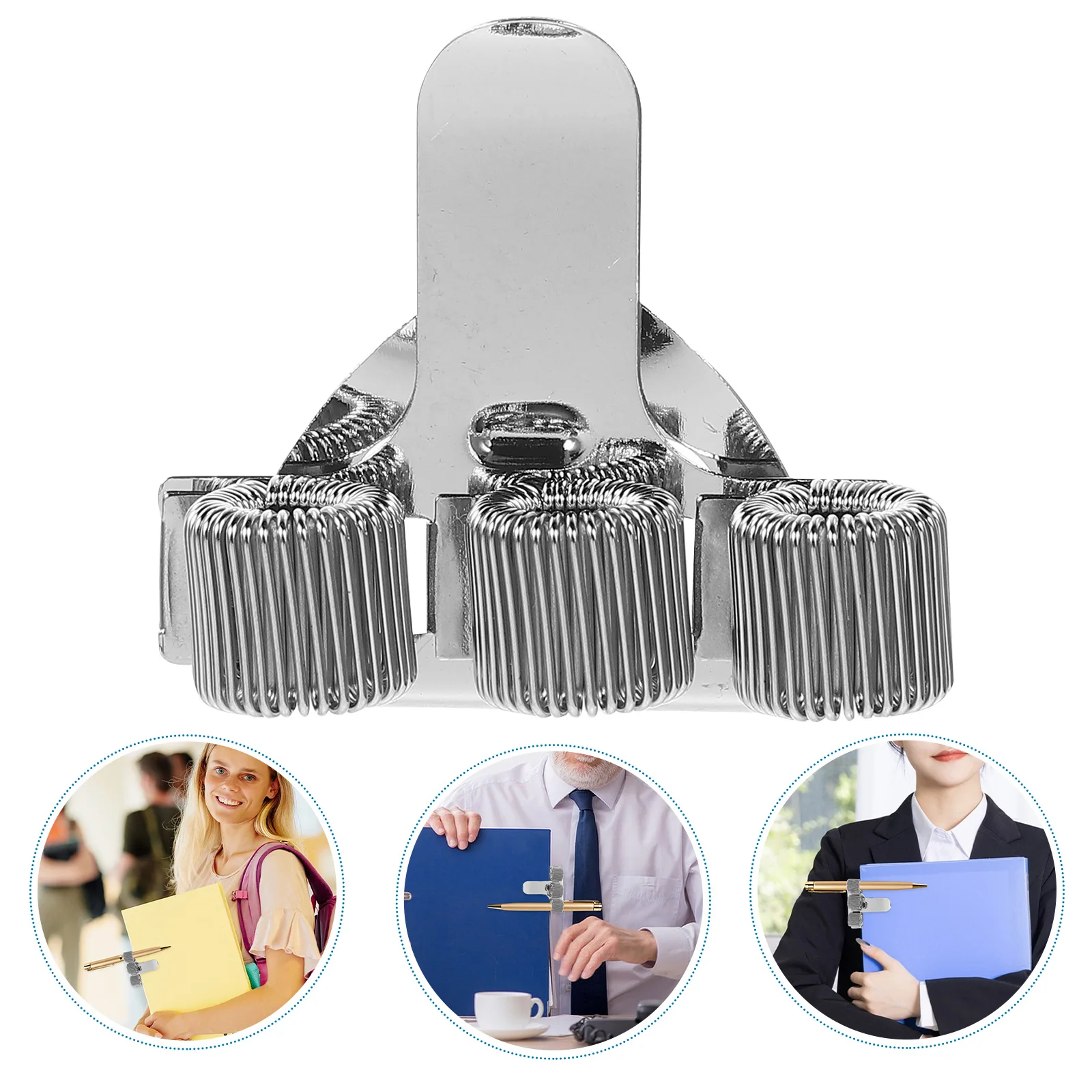 

3pcs Metal Holder Clip Spring Suspension 3 Hole Design Secure Attachment Notebooks Medical Folder Pen Insert Journal