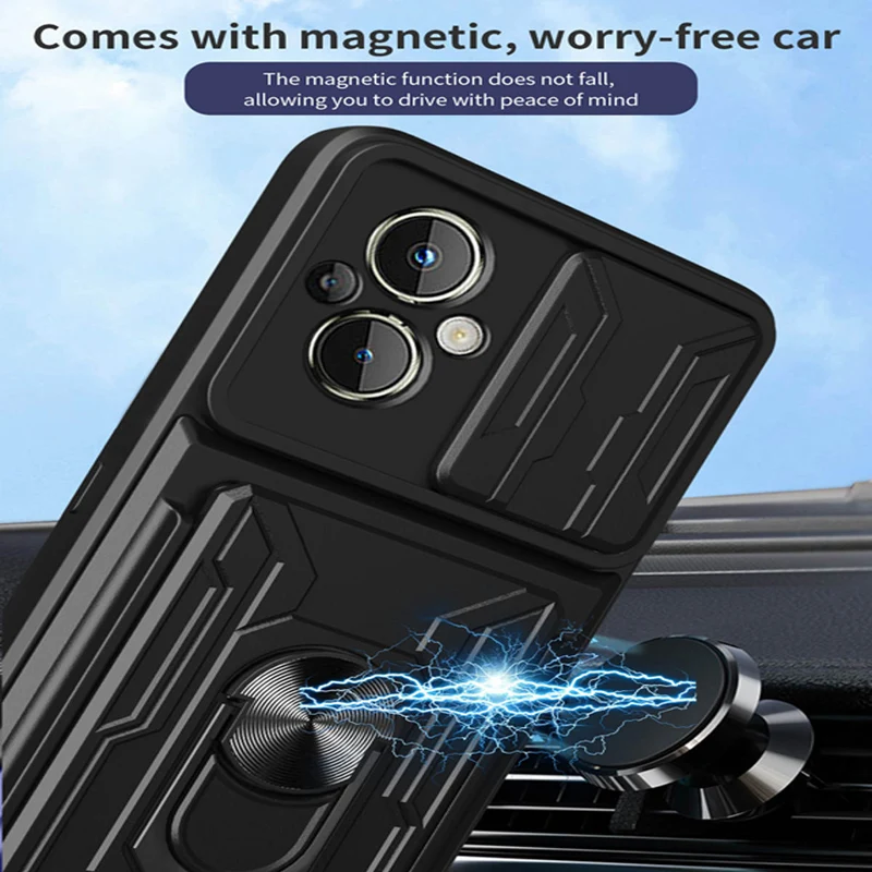 PKCASE Shockproof Push Window Phone Case For Google Pixel 8A Magnetic Ring Holder Card Slot Back Cover