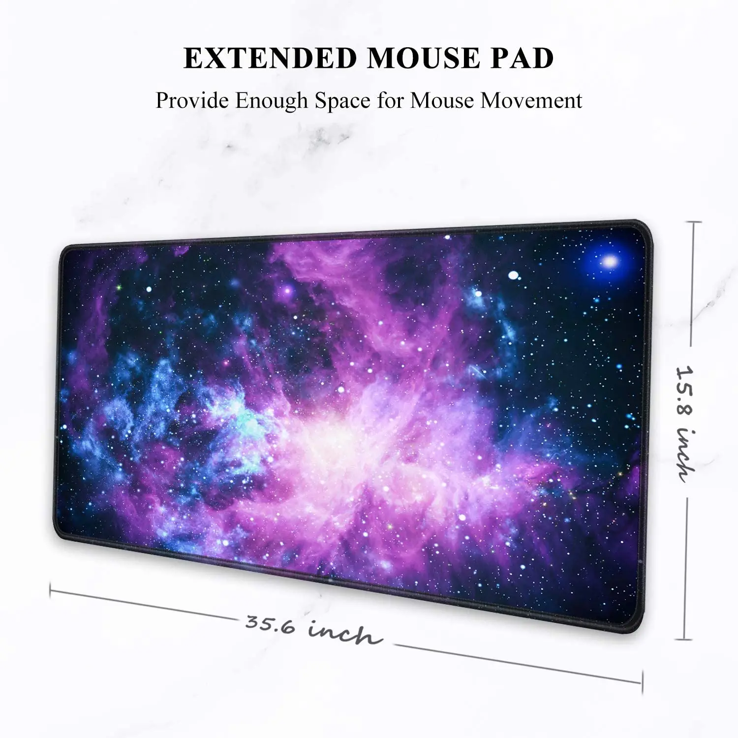 Galaxy 6 Mouse Pad Full Desk XXL Extended Gaming Mouse Pad 35.4X 15.7 In Waterproof Desk Mat Stitched Edge Non-Slip