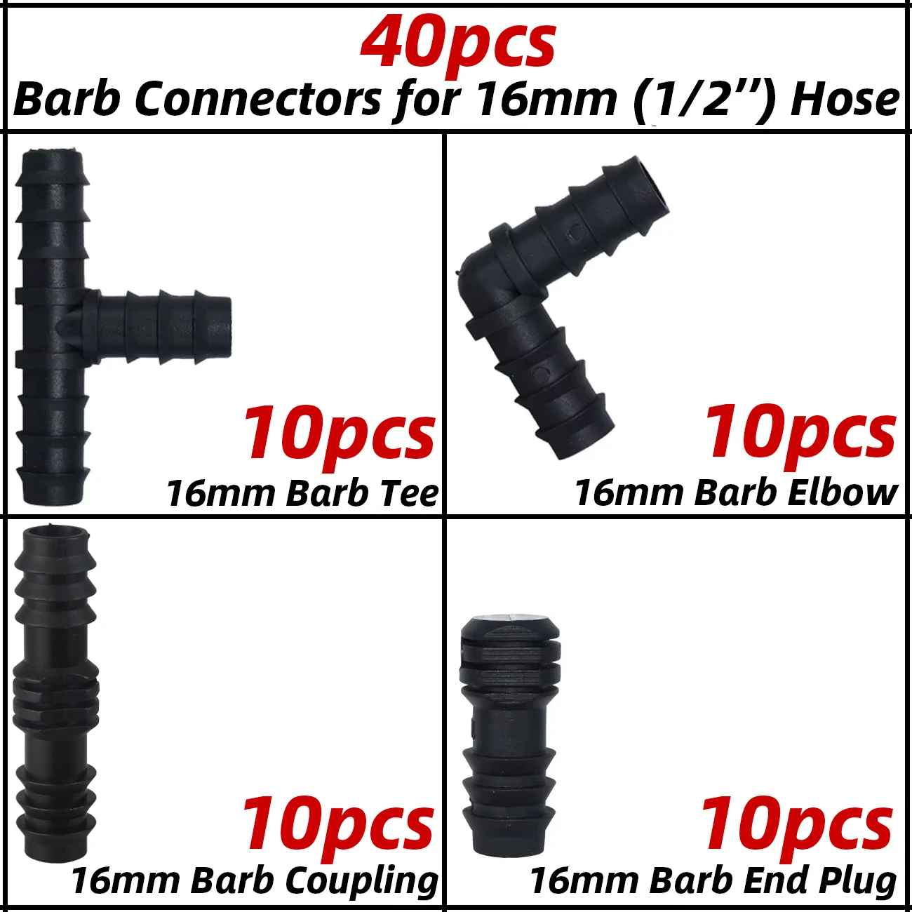 KESLA 30-41pcs 1/2 "Tuin Watering Slang Reparatie Uitbreiding Druppelirrigatie Connectors Kit Koppeling Tee elleboog Plug voor 16mm Tubing