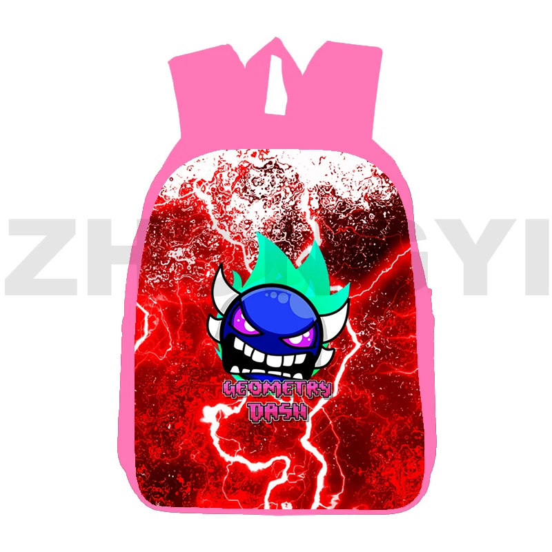 

Casual 3D Anime Angry Geometry Dash Backpacks for School Teenager Girls 12/16 Inch Fashion Canvas Primary Kindergarten Bookbag