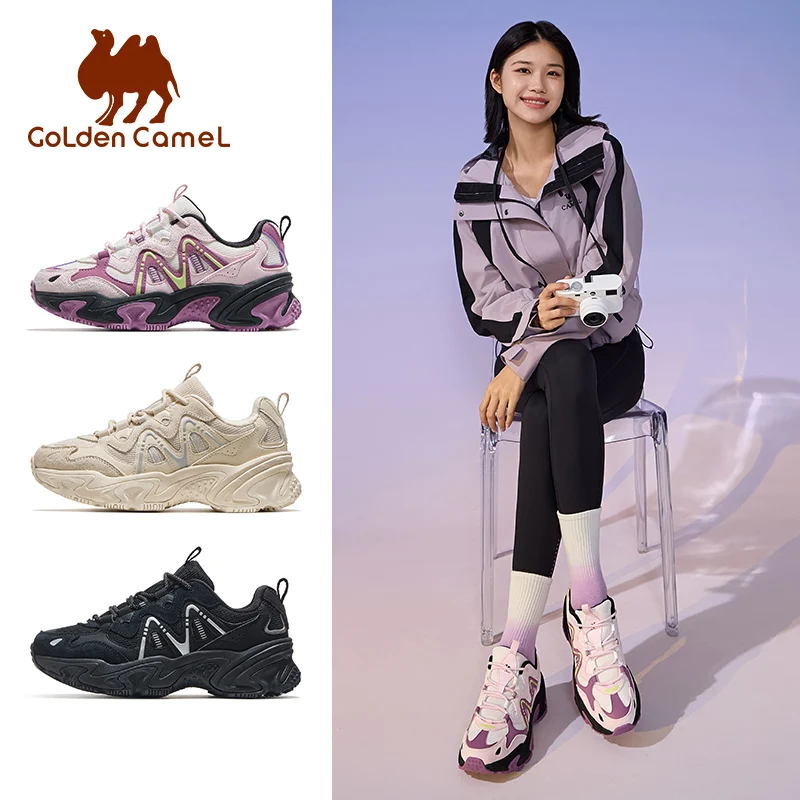 GOLDEN CMAEL Xingye Women's Sports Shoes Breathable Height-increasing Outdoor Dad Casual Walking Shoes for Women 2025 Autumn