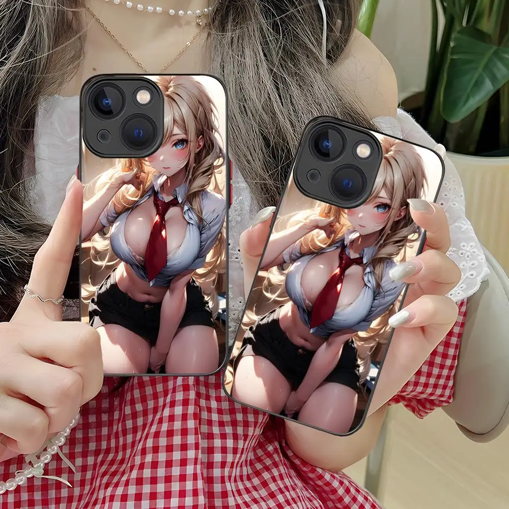 JK زي مدرسي فتاة جراب هاتف آيفون 16 15 14 13 12 11 X XR XS 8 7 Pro Max Plus غطاء حماية صغير اللون من السيليكون #5