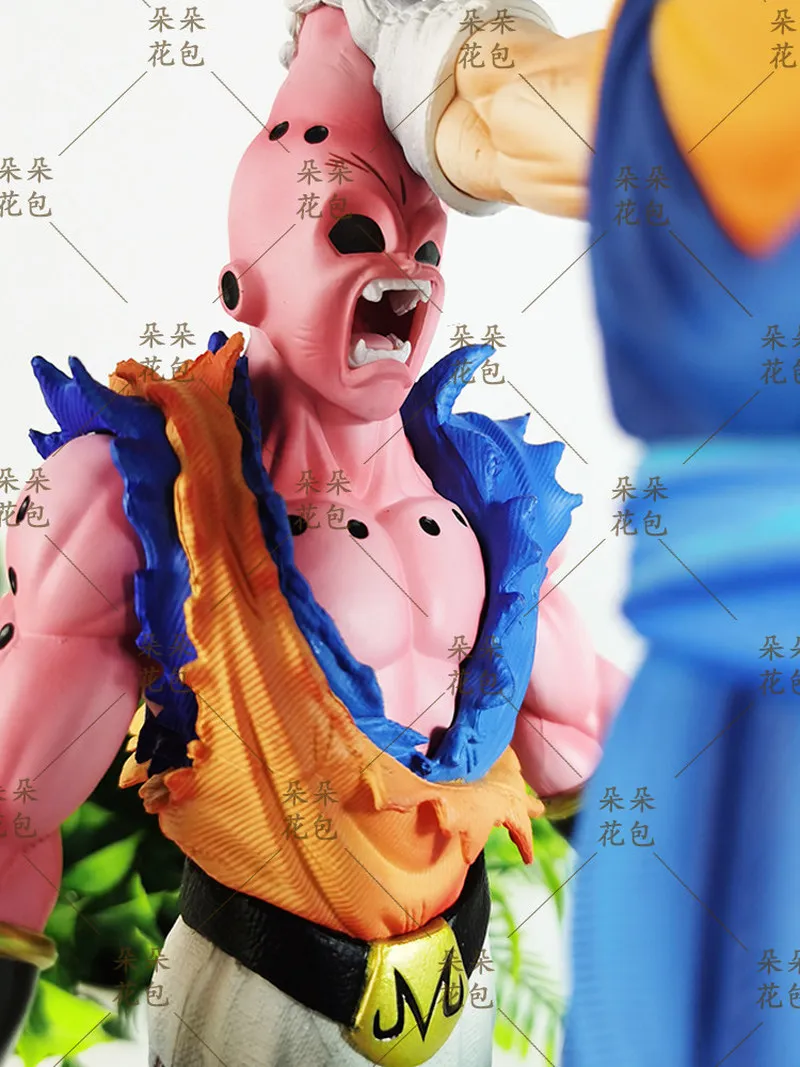 32cm Nowa Figurka Akcji Dragon Ball Son Goku kontra Majin Buu Duży Rozmiar Podwójna Głowa Dekoracyjne Kolekcje Model Gk Zabawka Prezent